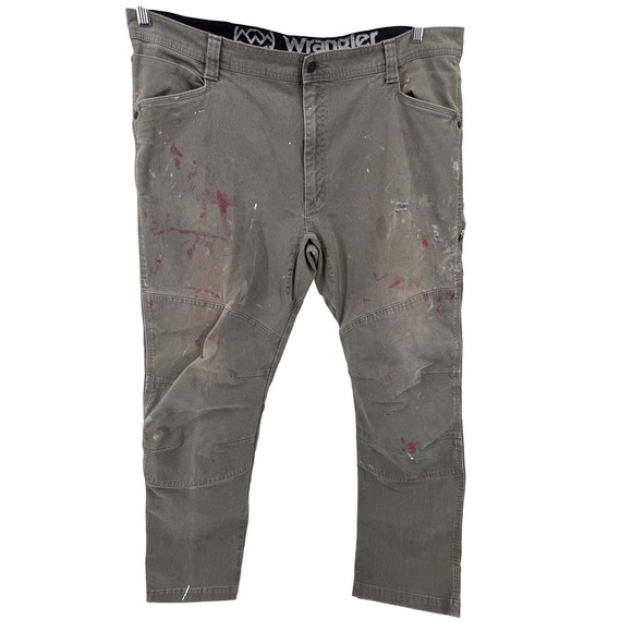 Wrangler Double Knee Carpenter‎ Pants Workwear Green Paint Splatter Grunge 42x32